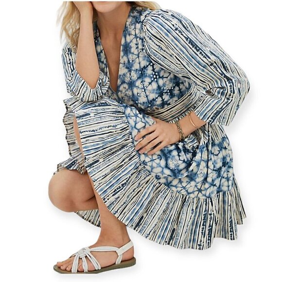 Anthropologie Behati Blue Print Mini Dress size S, NWT - Picture 3 of 16